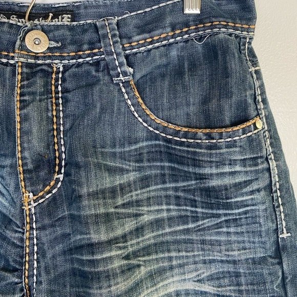 Southpole Y2K Men's Denim Shorts Size 36 Distressed Raw Hem Color Blue - Picture 4 of 12